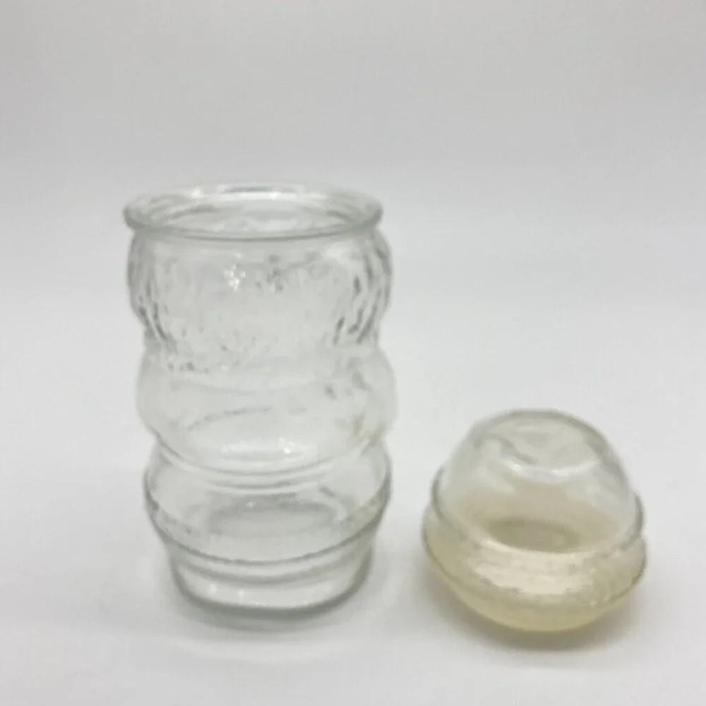 Christmas Glass Santa Claus Shaped Jar w/‎ Hat Shaped Lid Holiday 8